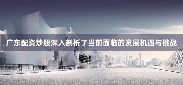 广东配资炒股深入剖析了当前面临的发展机遇与挑战